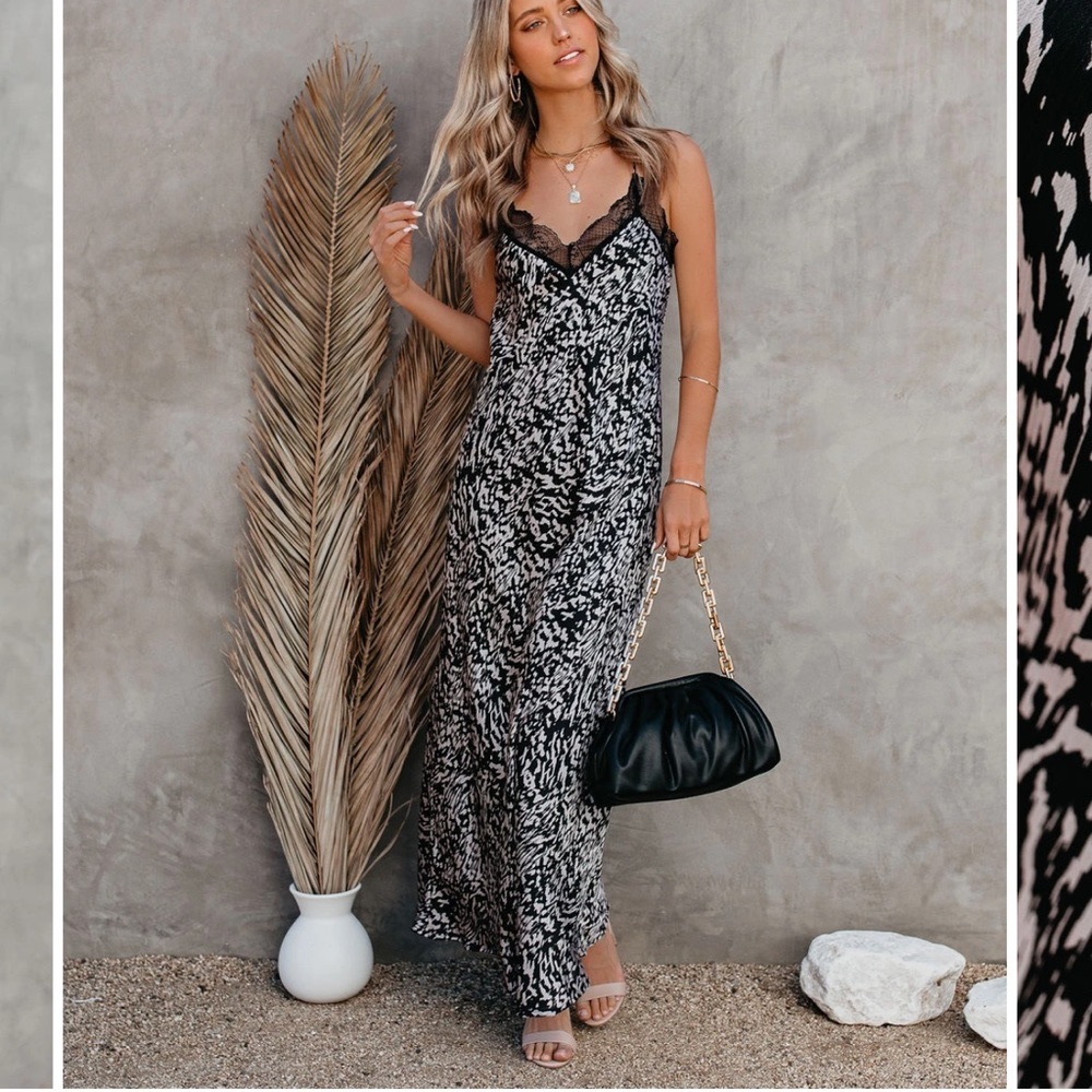 NWT VICI maxi slip dress. Black/Gray. Size S.